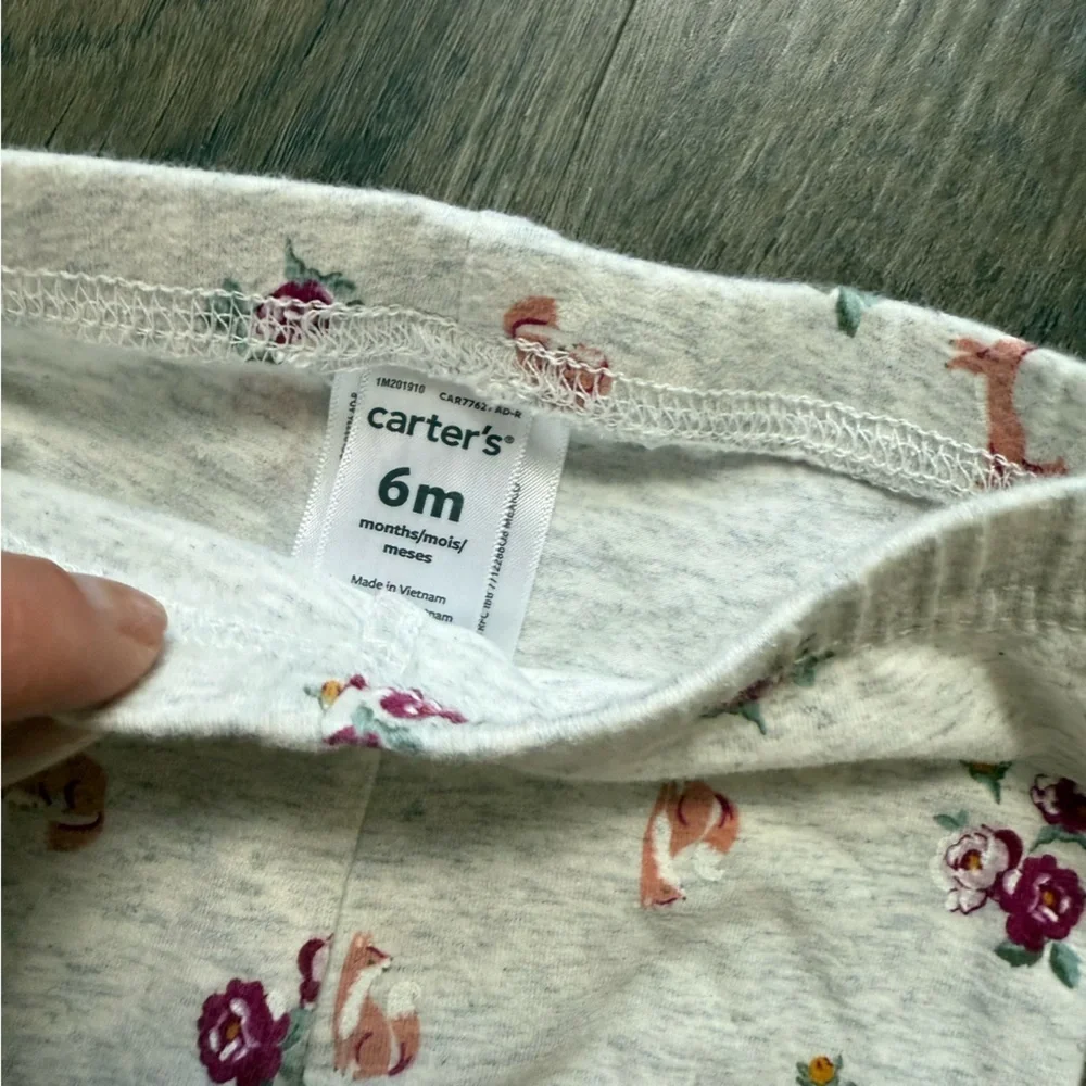 Carter's Floral Baby Leggings - Cream and Pink